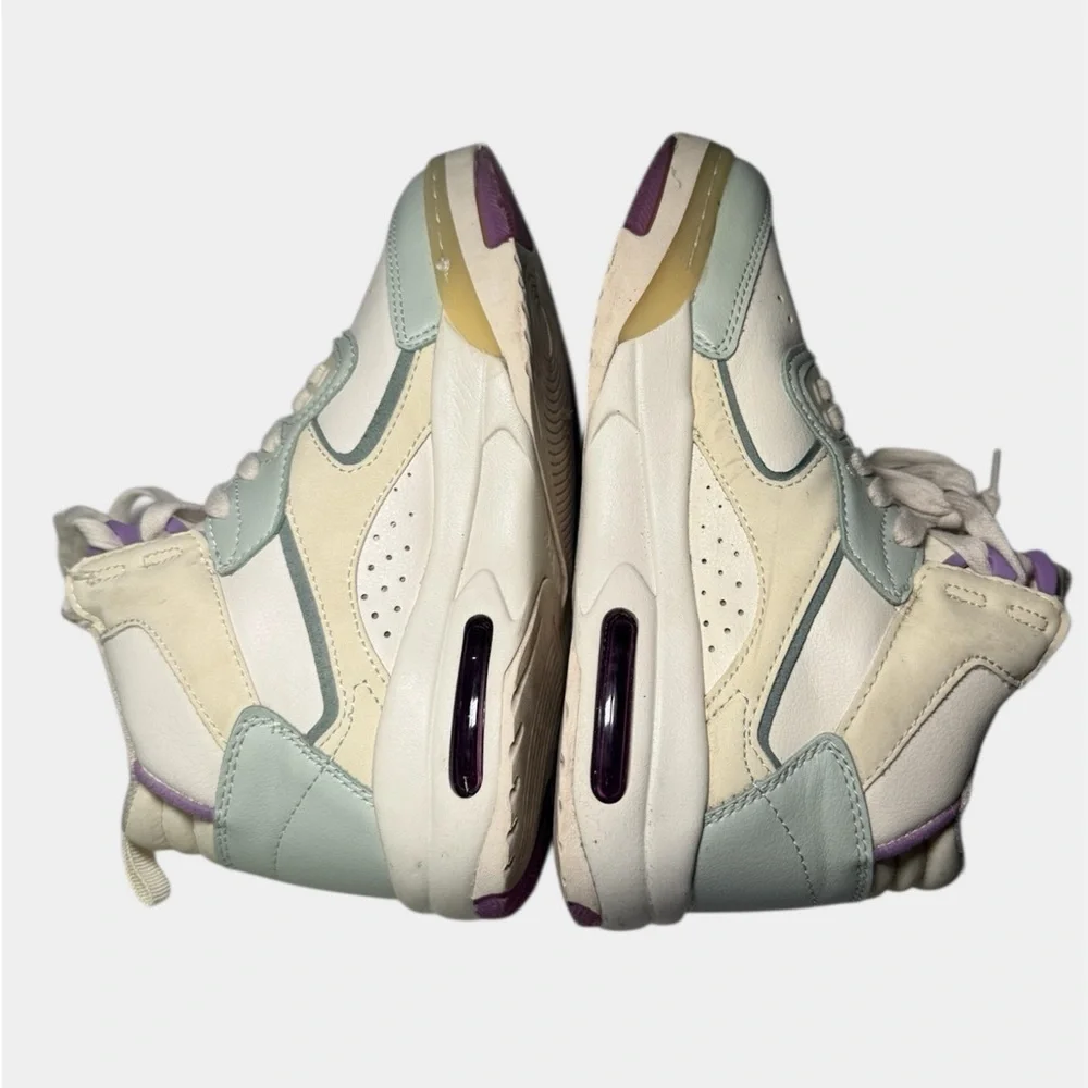 ZARA Kids High Top Sneakers White Purple Light Green Air Bubble Size 35, 3.5-4